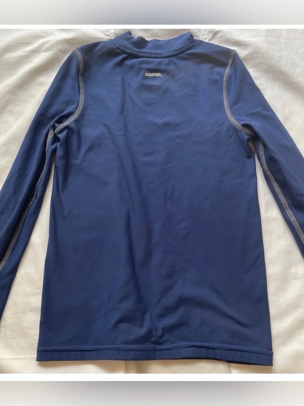 Starter Youth XS Compression Shirt Navy Blue Mock Neck Athletic Performance Long